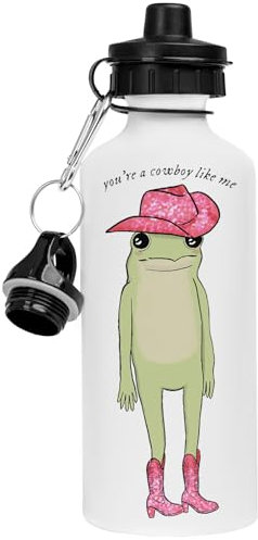 Genérico Youre A Cowboy Like Me Frog Botella De Bebida Blanca Frasco De Agua De Acero Inoxidable