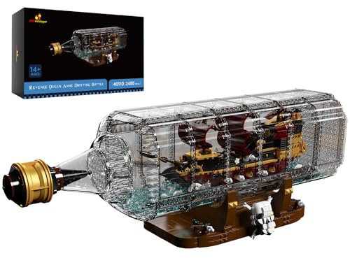 JMBricklayer Driftflasche Piratenschiff Technik Klemmbausteine 40110, Collectible Revenge Bottle Schiff Segelschiff Bausteine-Kits, Geschenk für Kinder Erwachsene (2488+ Teile)