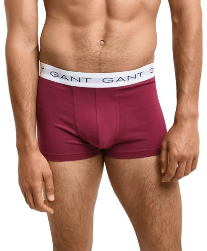 GANT Men's Trunk 3-Pack Boxer Shorts, Rich Wine, S