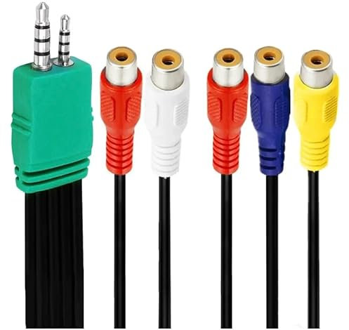 innov8 3.5mm Male + 2.5mm Male to 5 RCA Female Audio Video AV Component Cable For LED LCD TV 0.2m