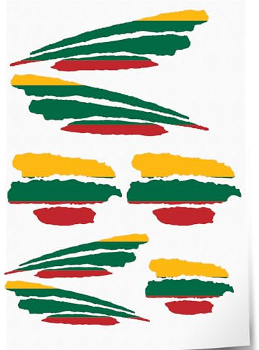 Indigos UG Aufkleber Litauen - 7 Autoaufkleber - Flagge - Fahne mit 3 Streifen - selbstklebende Fahnen für Heckscheibe, Modellbau, Sport, Motorrad, Auto, Tuning, Fenster, Kofferraum
