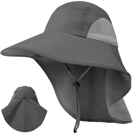 Sertay Chapeau Safari, Casquette Randonnée Protege Nuque, Pêcheur Protection Solaire, Chapeau Soleil Unisexe UPF 50+, Adapté Pêche, Randonnée, aux Voyages, au Camping et au Jardinage (Gris)