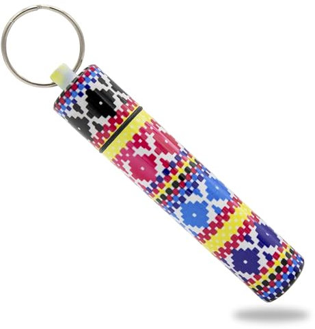Aribari Schlüsselanhänger aufschraubbar I Bunter Anhänger wasserdicht I Für Kleinteile, EDC, SOS oder Adresszettel (Azteken)