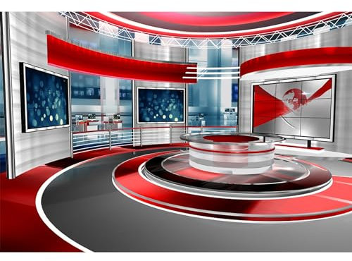 Ttincceer Hintergrund Nachrichten Broadcast für Fotografie 2.5x1.8m Breaking News Studio Nachrichten-Fernsehen Hintergrund TV Host Broadcasts Arbeitsraum Fotografie Hintergrund