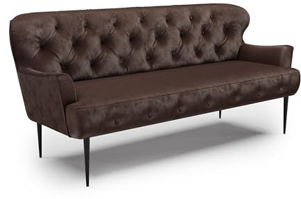 CAVADORE 3-Sitzer Küchensofa Amba, Trendige Sitzbank für Küche oder Esszimmer / 193 x 97 x 87 / Hochwertiges Mikrofaser: Braun