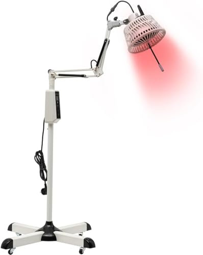 Loohacp 300W Infrarot Lampe Rotlichtlampe Wärmelampe Infrarotlampe Mit Ständer Stehlampe，Wärmendes Infrarot Wärmelampe mit Rädern Stand für Erholung Schmerzlinderung