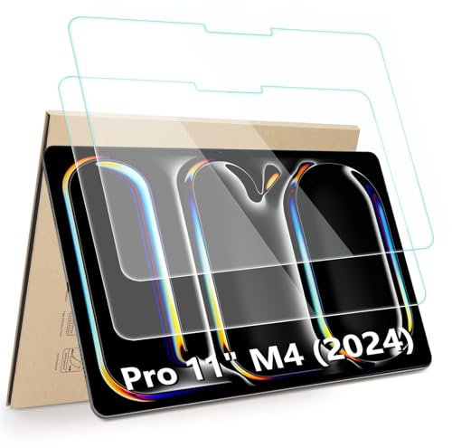 Hianjoo 2 Piezas Protector de Pantalla Compatible con iPad Pro 11 M4 (2024), Premium Cristal Tablet Salvapantallas Vidrio Templado 9H Dureza Alta Claridad Compatible con iPad Pro M4