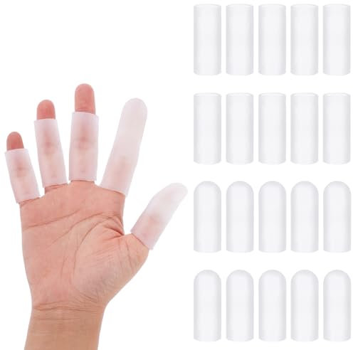 20 PCS SEBS Finger Sleeves, Finger Sleeve Cushions and Protects for Arthritis Finger Pain, Thumb Finger Tubes Silicone Fingers Cots for Finger Cracking Corns Blisters and Calluses