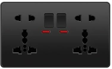 Prise De Charge Rapide Intelligente Universelle Noire USB Type-C 18W Double Prise D'alimentation À 5 Broches Prise Murale Électrique 2gang10pin UK Standard