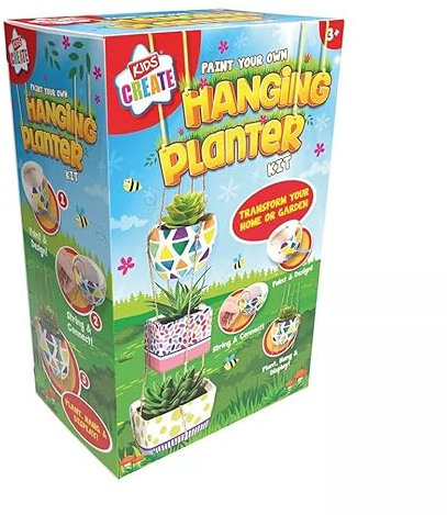 Quickdraw Paint Your Own Hanging Planter 3 Ceramic Plant Flower Pots Kids Art & Craft Activity Kit