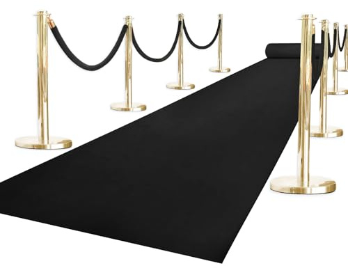 Schwarzer Teppichläufer für Party, Premium-Filz, 160 g/m², Landebahn-Teppich für Party, Hochzeit und besondere Anlässe, gerolltes Paket ohne Falten (Schwarz, 9 x 4,5 m)
