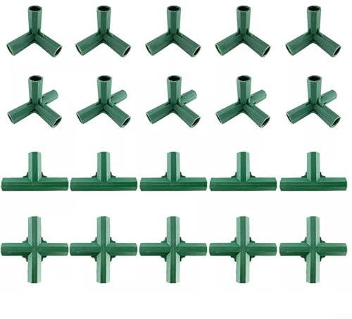 Lot de 20 connecteurs robustes de 16 mm 4 types de supports stables pour cadre de serre, joints de construction, joints de serre verts pour treillis de raisin, crème abri de jardin