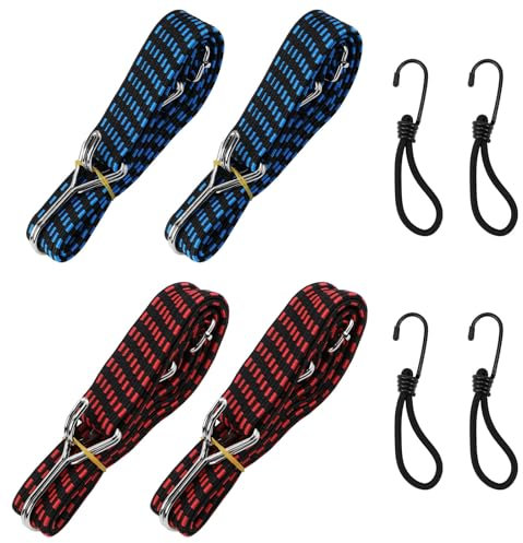 Spanngummi mit Haken 4 Stück Expander Spanngurte mit Haken 100 cm Gummispanner mit Haken Gepäckspanner für Sackkarre Camping Gepäckträger Fahrrad Motorrad