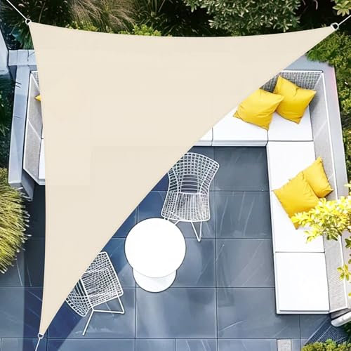 Sunnylaxx 4x4x5.65m Cachi Chiaro Tenda a Vela Triangolare Ombreggiante, Impermeabile Vele Parasole Protezione UV per Esterno, Giardino e Terrazza, Piscina