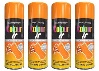 DIOXSTAR Orange Gloss Spray Paint, Quick Drying Paint, All Purpose Spray Paint for Metal, Wood, Plastic, Interior & Exterior Use, Easy to Use, 400ml (4 PCS)