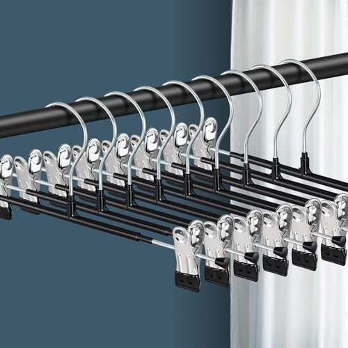 Bumodel 60 Stück 30,5 cm robuste Hosenbügel mit Clips, Metall-Hosenbügel für Jeans, rutschfest, platzsparend, Kleiderbügel für Erwachsene, Männer, Kinder, Babys