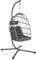 sweeek - Fauteuil œuf Suspendu Anthracite Toscana Acier. Osier. Polyester. 105 x 105 x 196 cm