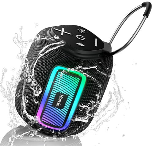Portable Bluetooth Speaker with Lights, IPX5 Waterproof Bluetooth Speaker, 10W Loud Stereo Sound, Bluetooth 5.3 Wireless Speaker 15H Playtime, TWS Paring for Home Outdoor