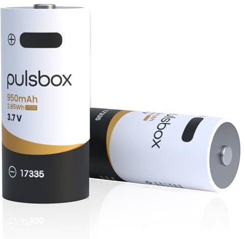 pulsbox 17335 Li-Ion Akku 3.7V 950mAh | USB-C wiederaufladbar | integrierter Schutz (3.7V | 2 x Akku) Kompatibel mit Arlo Wireless Security Camera VMC3030/VMK3200/VMS3330/3430/3530