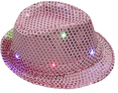 Generisch Chapeau de pêche en fourrure - Accessoire de performance - Chapeau de cowboy flash, Rose, taille unique