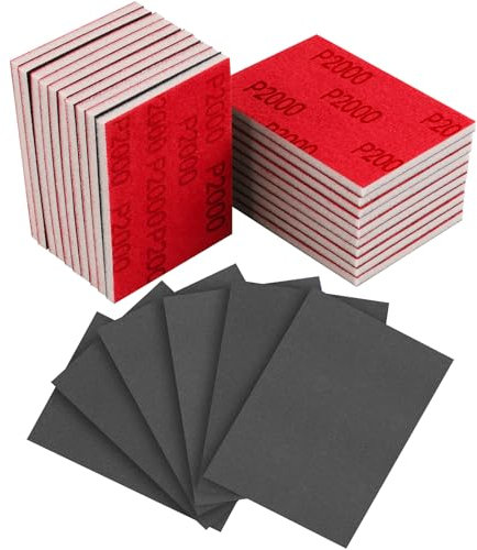 POTUINOM 24 Pcs 3 x 4 Inch Sanding Sponge Set, 2000 Grit Abrasive Sanding Pads Soft Foam Hand Sander Block Wet Dry Sandpaper for Wood Metal Drywall Furniture Paint Polishing