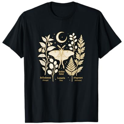 Witchcore Moon Moth Botanicals Croissant de Luna T-Shirt