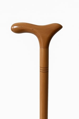Handgefertigter Holz Gehstock – Klassischer Spazierstock für Damen & Herren – Ergonomischer Rundgriff – Stabiles, Elegantes Design – 90 cm (Natürlich)