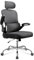 DEVAISE Bürostuhl Ergonomisch, Schreibtischstuhl mit Lendenwirbelstütze, 3D-Kopfstütze, 90° Klappbaren Armlehnen und Atmungsaktivem Netzrücken, Wippfunktion für Büro & Homeoffice, bis 150kg, Schwarz