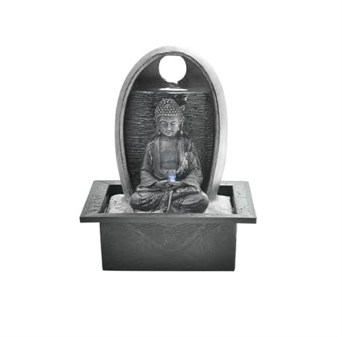 WEKONUMEX Tabletop Water Fountain, Zen Buddha Resin Office Home Decor Landscape Ornament 21x18x27cm