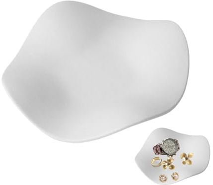 Vauki Cuenco de cerámica blanco para joyas, 17 cm, bandeja para joyas, bandejas de almacenamiento para la entrada, la mesa y la decoración de habitaciones, decoración de habitación esthetic.