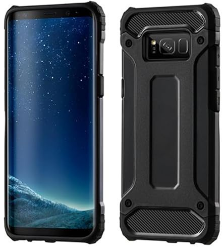 Techsuit für Samsung Galaxy S8 Plus Hülle mit Stoßfest, Militärischer Schutz, Erhöhte Kanten, Kameraschutz, Anti Fingerabdruck, Hybrid Armor Series, PC TPU Hybrid, Schwarz
