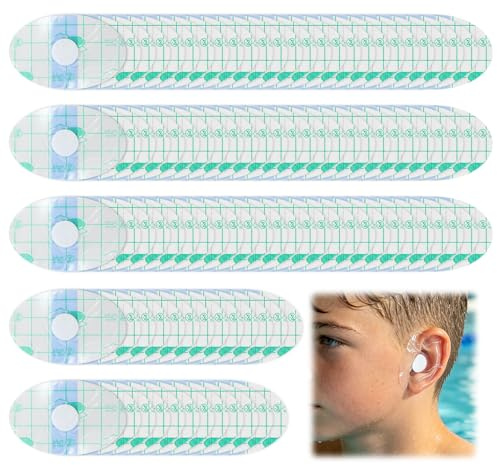 Cache-Oreilles Piscine Enfant 100pcs Étanches Ultra-Fins Transparents, Protection Natation Douche Surf Plongée Tuba, 6.8x4.2cm Jetables Sûrs Anti-Otite, Aussi Baignade Sports