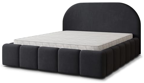 Masseno Polsterbett FLUSSO SR 180x200 cm, Doppelbett, Bettkasten, Stauraum, Lattenrost Und Kopfteil - Schwarz, SORO 100
