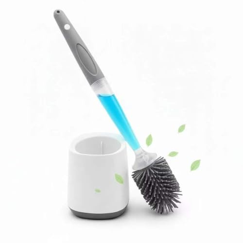 Silicone Toilet Brush with Integrated Cleaner Dispenser, 360° Deep Clean, Detachable Handle, Quick-Drying Base