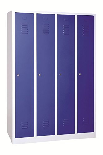 Garderoben-Stahlspind mit Zylinderschloss Abteilbreite 300, 1170x500x1800 mm - Grau/Blau