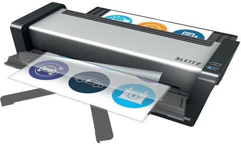 Leitz A3 Laminiergerät Touch Turbo Pro, Vollautomatisches High Speed Premium Laminiergerät für Büro & Schule, Für 80 bis 250 mic Laminierfolien, Inkl. Laminierhüllen Starterkit, iLAM, 75190000