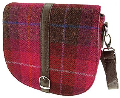 Harris Tweed 'Beauly' Shoulder Bag Deep Pink Tartan