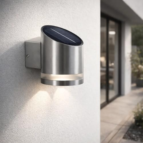 30 Lumen Edelstahl Outdoor Solar Wandleuchte Außenwandleuchte Wandstrahler