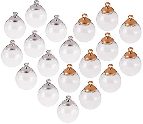 PandaHall 30 Stücke 18mm Mini Leere Klarglas Globus Flasche Wunsch Ball Flaschen DIY Anhänger Charme mit 30 Stücke 8mm Kappe Kautionen für Schmuckherstellung