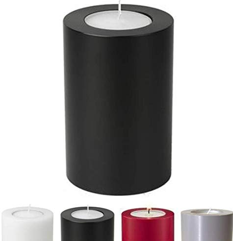 Centroplast Engineering Plastics GmbH Lux Originals Trend Teelichthalter - Hochwertiges Kerzendesign - Stilvoll & Sicher - Kerzenersatz/Dauerkerze/Kerzenform (Ø 8cm - Höhe: 12cm, Schwarz)