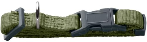 Halsung London Vario Basic Farbe Oliv, Größe XXS-XS/2 | Nylon Hundehalsband, Sicherheitsverschluss mit Verriegelung, reißfest, pflegeleicht, Farbe: olivgrün, Größe: XXS-XS/2