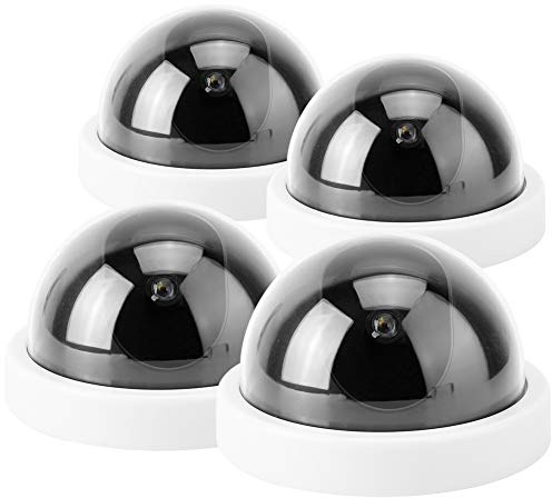 Sonew Dummy Dome Kamera, Simulationskamera CCTV Dummy Fake Überwachungskamera, 4-teilige Dome Simulationskamera CCTV Dummy Fake Überwachungskamera mit blinkendem LED-Licht(Weiß)
