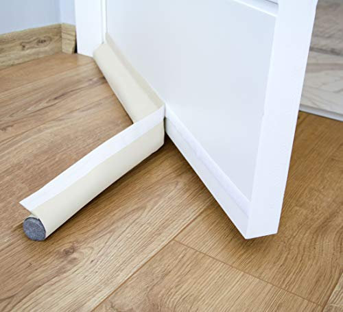 BAZERGA Zugluftstopper 90 cm: Kälteschutz, einseitig mit selbstklebender Dichtung, Schutz gegen Zugluft und Lärm, Weather Stripping Door Seal Strip (Beige)