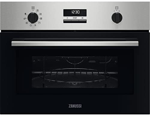Zanussi ZVEEW5X1 Multifunktions-Integrierbare Mikrowelle, 1000 W, Grill, 1200 W, programmierbare elektronische Uhr, Festbedienungen, Schnellheizung, Anti-Fingerabdruck, Edelstahl, Klasse A+, 42 Liter