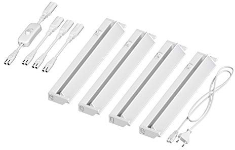 ledscom.de LED Unterbau-Leuchte LIWO 35cm, schwenkbar, mit Schalter, 19,26W, je 538lm, weiß, 4er Set