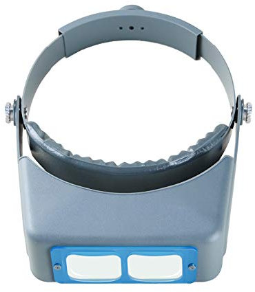 Headband Magnifier Hands Free Jeweler Loupe Head Mount Magnifying Headset Visor Double Optical Glass 4 Replaceable Lenses for Reading,Repair(1.5X,2.0X,2.5X,3.5X)