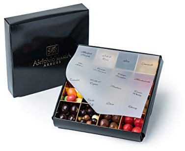 Praline Arbues di Puro Cioccolato Artigianali con Ripieno, 16 Gusti Assortiti - 400gr - Confezione Regalo, Degustazione