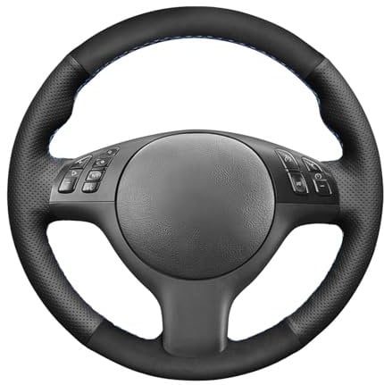 MEWANT DIY Hand Nähen Auto Lenkradbezug aus Echtleder&Wildleder Lenkradhülle für 3 Series E46 E46/5 2004-2005/5 Series E39 2002-2003 / M3 2001-2006 / M5 2000-2003