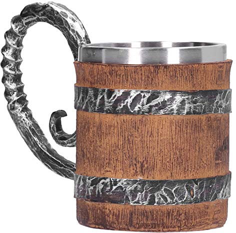 Alvinlite Taza para Beber de Resina Hecha a Mano de Acero Inoxidable Vintage Taza de Barril de Roble para Jugo de Bebida de café