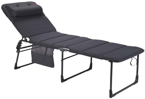 Crespo Sonnenliege Liegestuhl AP363 XL Air Deluxe Camping Garten Liege Alu 140kg Grau